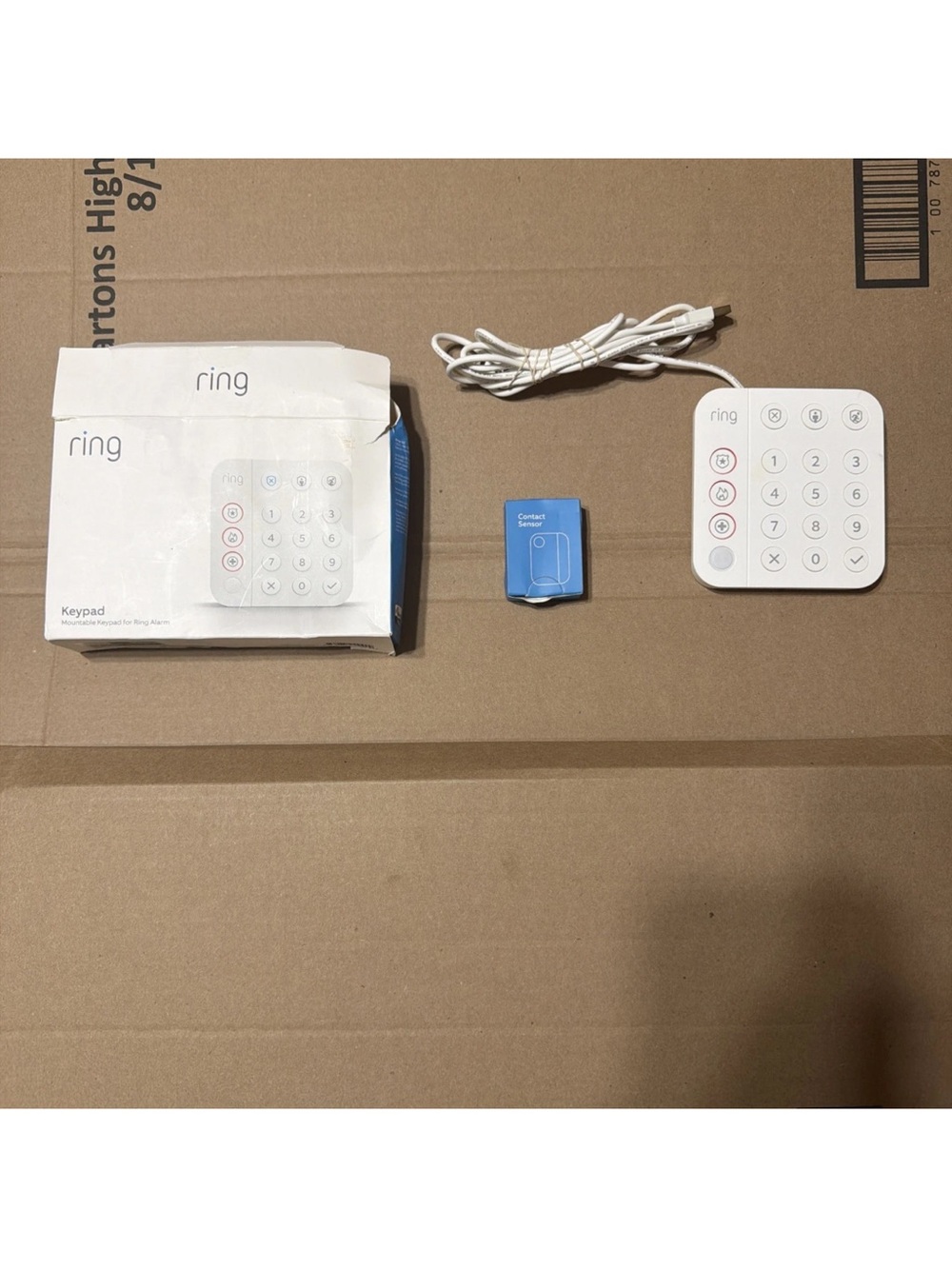 Ring Alarm Keypad 5AT2S7 (2nd Gen) with USB Cable W/ 1 NIB Contact Sensor